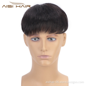 Aisi Hair Toupee Man Wig Hairpieces Lace Head Spin with Clips  Hair Replactment Human Hair Machine Made Toupee for Men